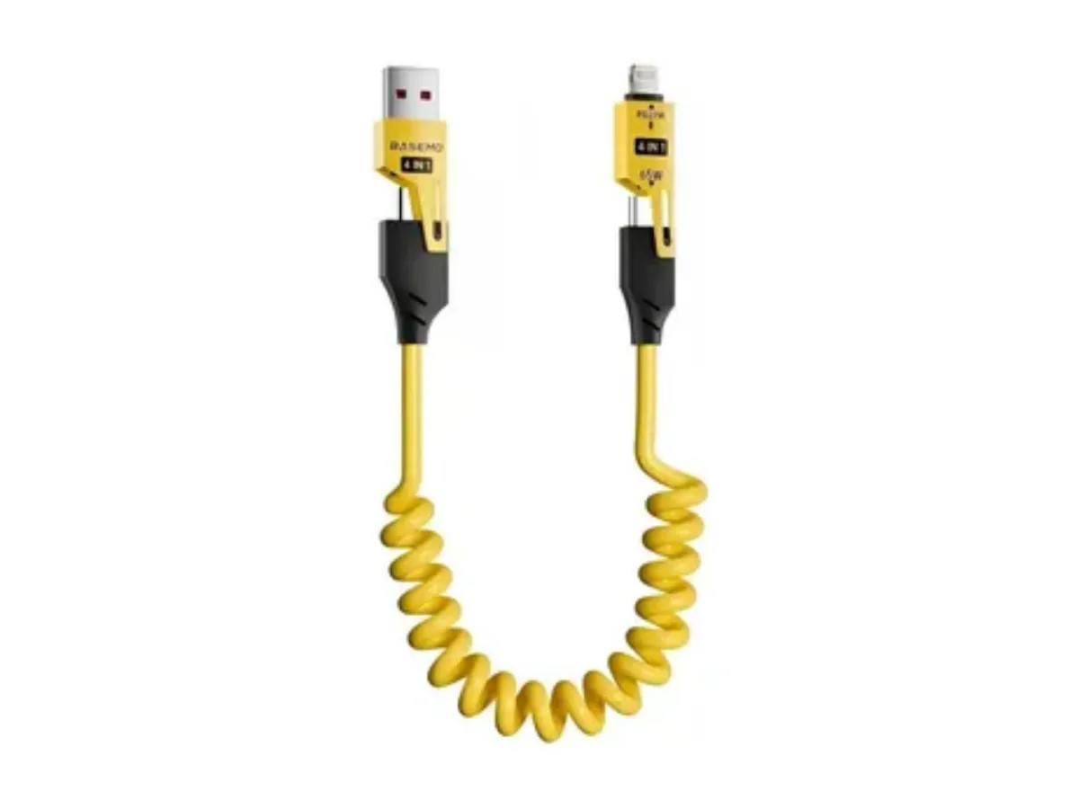 Cable Enrulado 4 en 1 Carga Rápida 65W