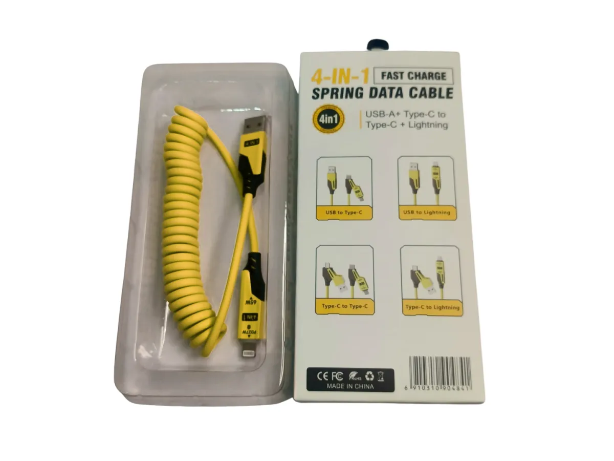 Cable Enrulado 4 en 1 Carga Rápida 65W — foto 2